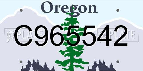 C965542 Oregon License Plate