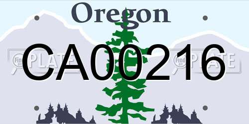 CA00216 Oregon License Plate