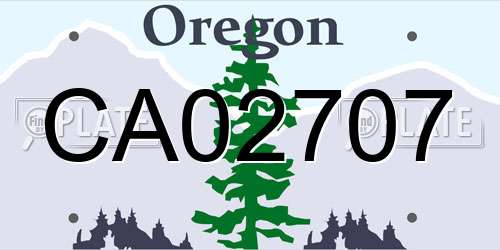 CA02707 Oregon License Plate