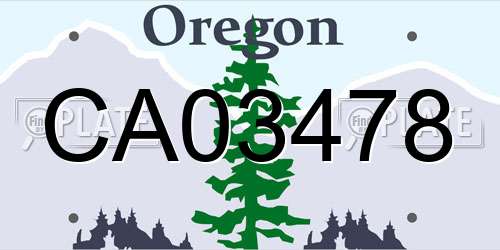 CA03478 Oregon License Plate