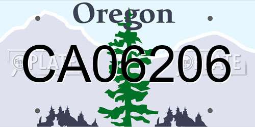 CA06206 Oregon License Plate