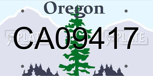 CA09417 Oregon License Plate
