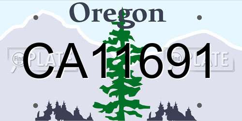 CA11691 Oregon License Plate