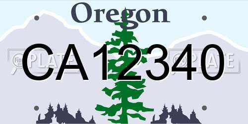 CA12340 Oregon License Plate
