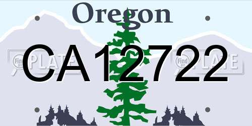 CA12722 Oregon License Plate