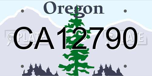 CA12790 Oregon License Plate