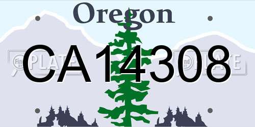 CA14308 Oregon License Plate