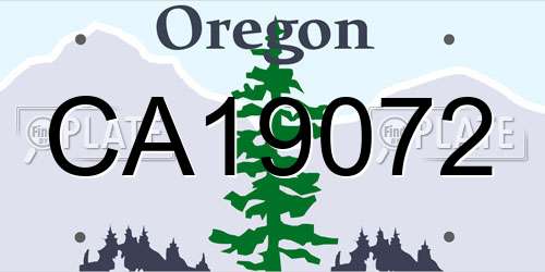 CA19072 Oregon License Plate