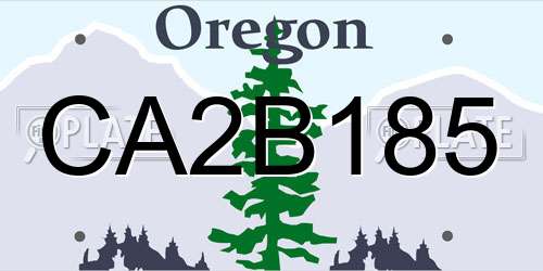 CA2B185 Oregon License Plate