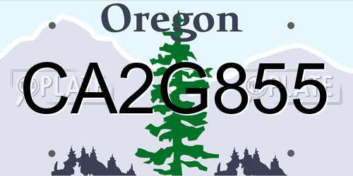 CA2G855 Oregon License Plate