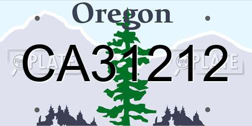 CA31212 Oregon License Plate