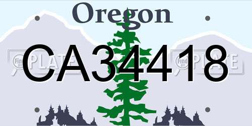 CA34418 Oregon License Plate