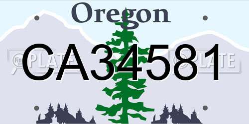 CA34581 Oregon License Plate