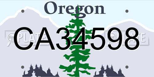 CA34598 Oregon License Plate