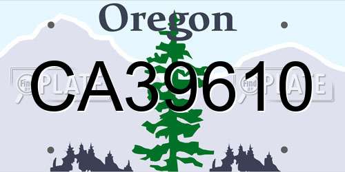 CA39610 Oregon License Plate