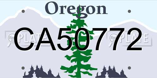 CA50772 Oregon License Plate