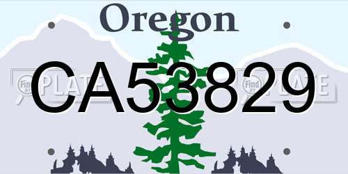 CA53829 Oregon License Plate