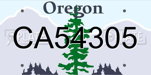 CA54305 Oregon License Plate