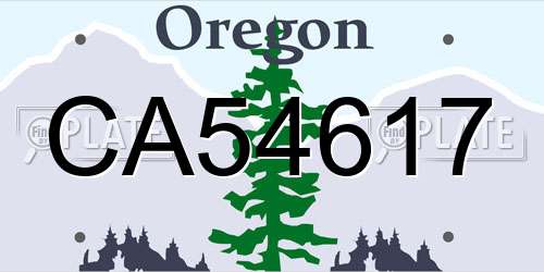 CA54617 Oregon License Plate