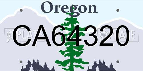 CA64320 Oregon License Plate