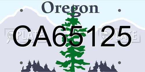 CA65125 Oregon License Plate