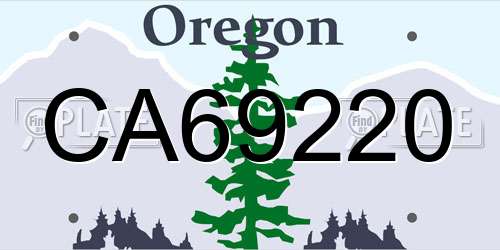 CA69220 Oregon License Plate