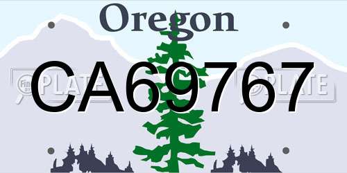 CA69767 Oregon License Plate