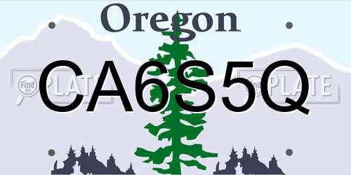 CA6S5Q Oregon License Plate