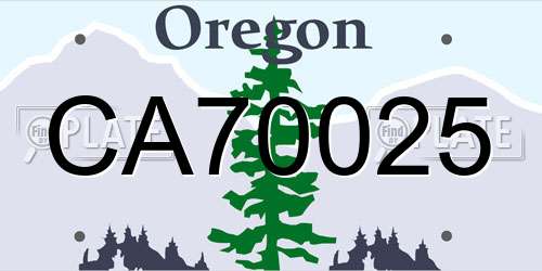 CA70025 Oregon License Plate