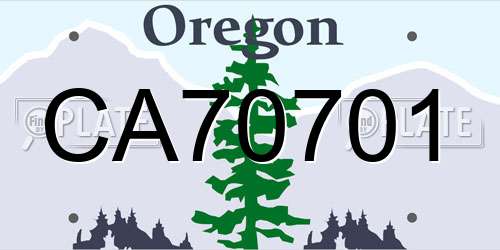CA70701 Oregon License Plate