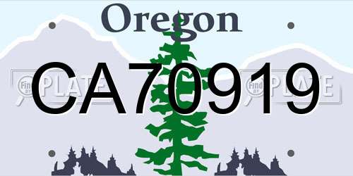 CA70919 Oregon License Plate