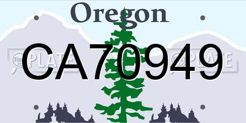 CA70949 Oregon License Plate