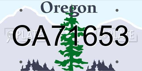 CA71653 Oregon License Plate