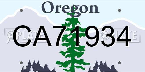 CA71934 Oregon License Plate