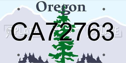 CA72763 Oregon License Plate