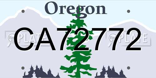 CA72772 Oregon License Plate
