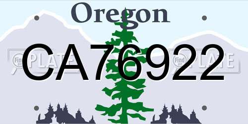 CA76922 Oregon License Plate