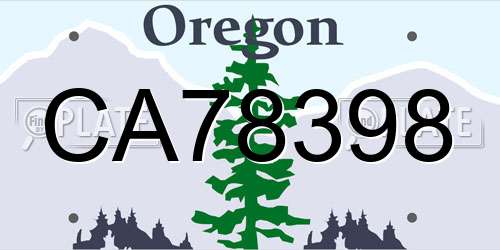CA78398 Oregon License Plate