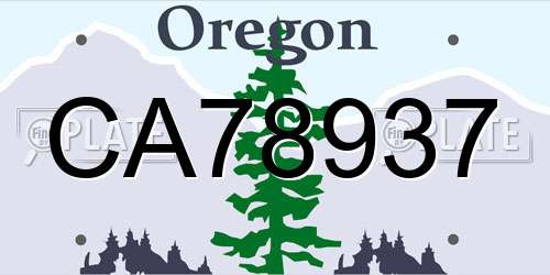 CA78937 Oregon License Plate