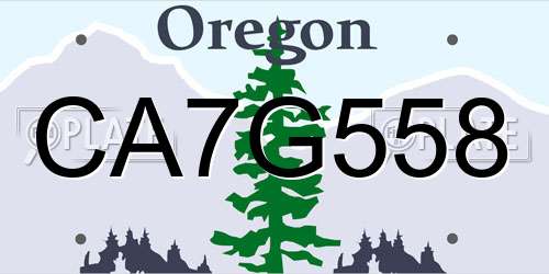 CA7G558 Oregon License Plate