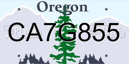 CA7G855 Oregon License Plate