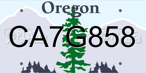 CA7G858 Oregon License Plate