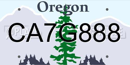 CA7G888 Oregon License Plate