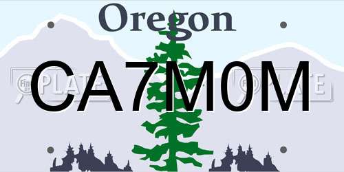CA7M0M Oregon License Plate