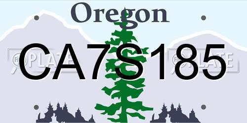 CA7S185 Oregon License Plate