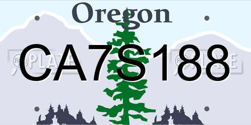 CA7S188 Oregon License Plate