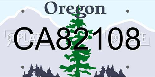 CA82108 Oregon License Plate