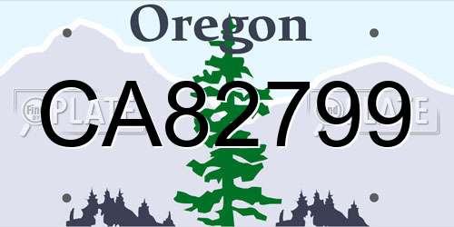CA82799 Oregon License Plate