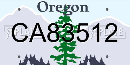 CA83512 Oregon License Plate