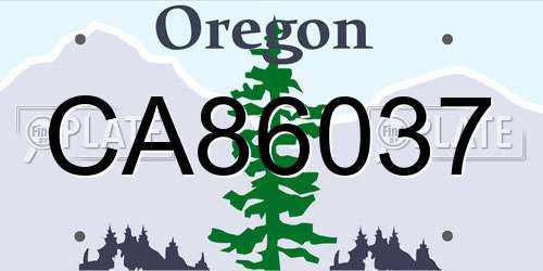 CA86037 Oregon License Plate